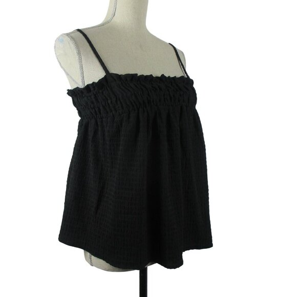 ASOC DESIGN Cami Puff Texture Black Adjustable Shoulder Straps Size 4 NEW - Picture 5 of 8